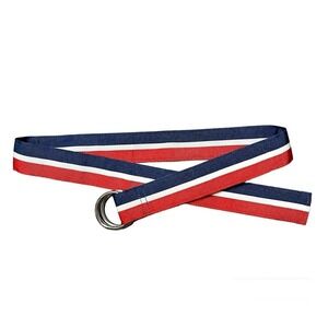 VINEYARD VINES Heritage D-Ring Grosgrain Ribbon Striped Belt‎ Sz S, Red Blue USA
